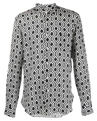 schwarzes bedrucktes Langarmhemd von PENINSULA SWIMWEA