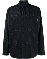 schwarzes bedrucktes Langarmhemd von Philipp Plein