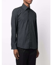 schwarzes bedrucktes Langarmhemd von Karl Lagerfeld