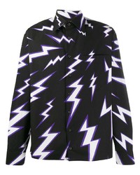 schwarzes bedrucktes Langarmhemd von Prada