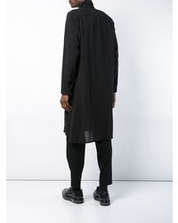 schwarzes bedrucktes Langarmhemd von Yohji Yamamoto