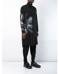 schwarzes bedrucktes Langarmhemd von Yohji Yamamoto