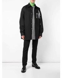 schwarzes bedrucktes Langarmhemd von Raf Simons