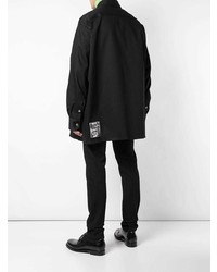 schwarzes bedrucktes Langarmhemd von Raf Simons