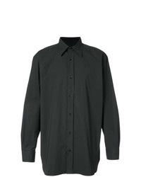 schwarzes bedrucktes Langarmhemd von Raf Simons