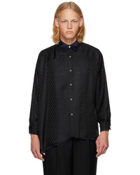 schwarzes bedrucktes Langarmhemd von Rito Structure