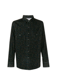 schwarzes bedrucktes Langarmhemd von Saint Laurent
