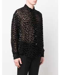 schwarzes bedrucktes Langarmhemd von Ami Paris