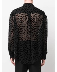 schwarzes bedrucktes Langarmhemd von Ami Paris