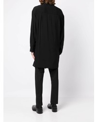 schwarzes bedrucktes Langarmhemd von Yohji Yamamoto