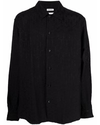 schwarzes bedrucktes Langarmhemd von Tom Wood