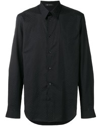 schwarzes bedrucktes Langarmhemd von Versace