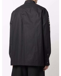 schwarzes bedrucktes Langarmhemd von Lanvin