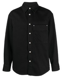 schwarzes bedrucktes Langarmhemd von Wooyoungmi