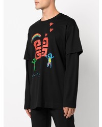 schwarzes bedrucktes Langarmshirt von Givenchy