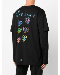 schwarzes bedrucktes Langarmshirt von Givenchy