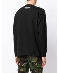 schwarzes bedrucktes Langarmshirt von AAPE BY A BATHING APE