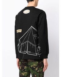 schwarzes bedrucktes Langarmshirt von AAPE BY A BATHING APE