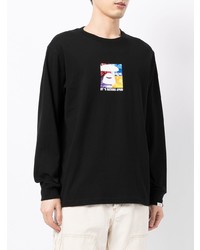 schwarzes bedrucktes Langarmshirt von AAPE BY A BATHING APE