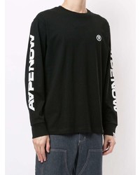 schwarzes bedrucktes Langarmshirt von AAPE BY A BATHING APE