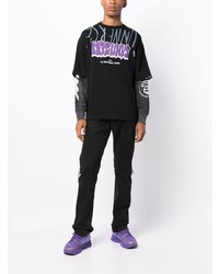 schwarzes bedrucktes Langarmshirt von AAPE BY A BATHING APE