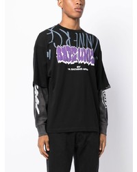 schwarzes bedrucktes Langarmshirt von AAPE BY A BATHING APE