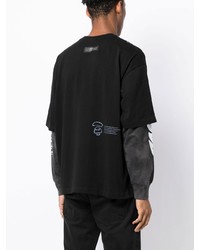 schwarzes bedrucktes Langarmshirt von AAPE BY A BATHING APE