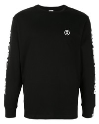 schwarzes bedrucktes Langarmshirt von AAPE BY A BATHING APE