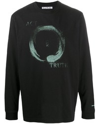schwarzes bedrucktes Langarmshirt von Acne Studios