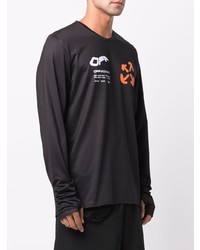 schwarzes bedrucktes Langarmshirt von Off-White