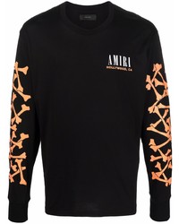 schwarzes bedrucktes Langarmshirt von Amiri