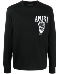 schwarzes bedrucktes Langarmshirt von Amiri