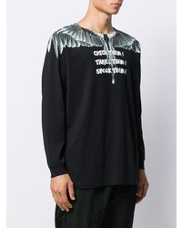 schwarzes bedrucktes Langarmshirt von Marcelo Burlon County of Milan