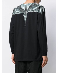 schwarzes bedrucktes Langarmshirt von Marcelo Burlon County of Milan