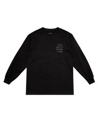 schwarzes bedrucktes Langarmshirt von Anti Social Social Club