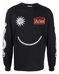 schwarzes bedrucktes Langarmshirt von Aries