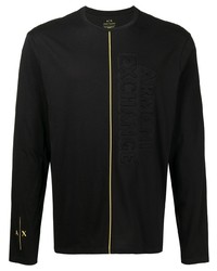 schwarzes bedrucktes Langarmshirt von Armani Exchange