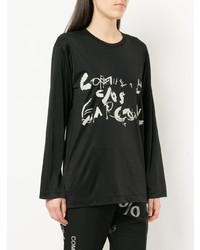 schwarzes bedrucktes Langarmshirt von Comme Des Garçons Vintage