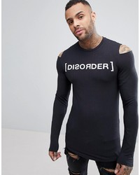 schwarzes bedrucktes Langarmshirt von ASOS DESIGN