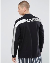 schwarzes bedrucktes Langarmshirt von ASOS DESIGN