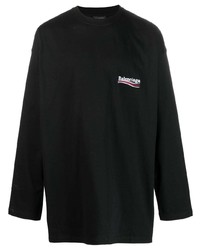 schwarzes bedrucktes Langarmshirt von Balenciaga