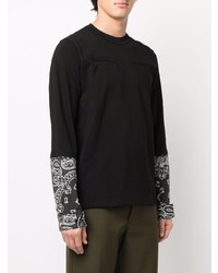 schwarzes bedrucktes Langarmshirt von Sacai