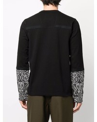 schwarzes bedrucktes Langarmshirt von Sacai