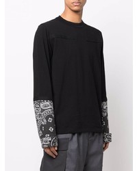 schwarzes bedrucktes Langarmshirt von Sacai