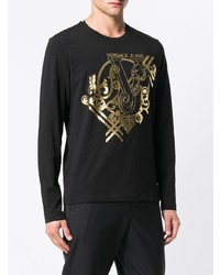 schwarzes bedrucktes Langarmshirt von Versace Jeans