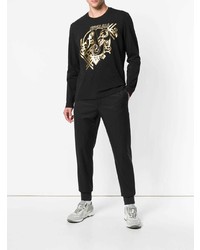 schwarzes bedrucktes Langarmshirt von Versace Jeans