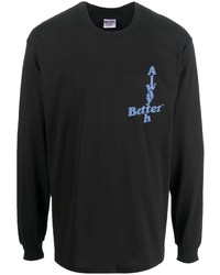 schwarzes bedrucktes Langarmshirt von Better