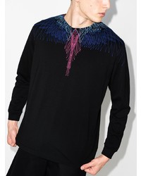 schwarzes bedrucktes Langarmshirt von Marcelo Burlon County of Milan