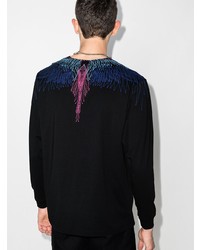 schwarzes bedrucktes Langarmshirt von Marcelo Burlon County of Milan