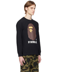 schwarzes bedrucktes Langarmshirt von BAPE